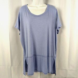 American Eagle Periwinkle Ribbed Hi-Low Scoop Neck Oversized Top Shirt Women's M
